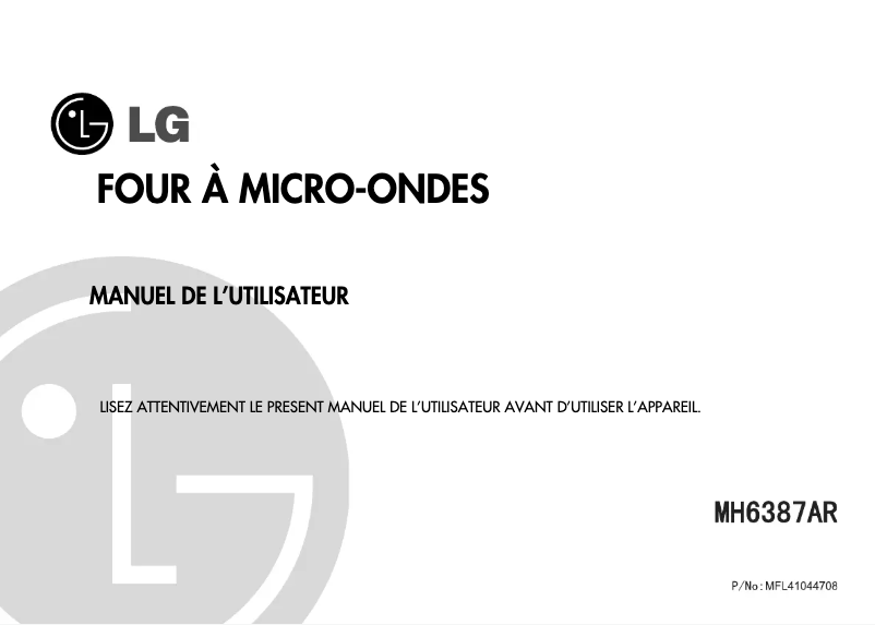 Page 1 de la notice Manuel utilisateur LG MH6387AR