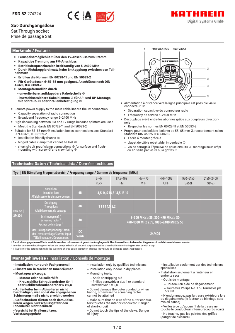 Image de la première page du manuel de l'appareil ESD 52