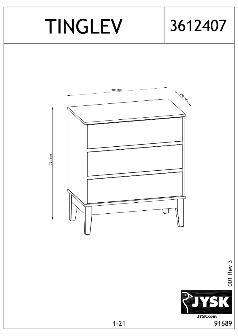 Page n°1 - Manuel utilisateur JYSK Tinglev (71x80x40)