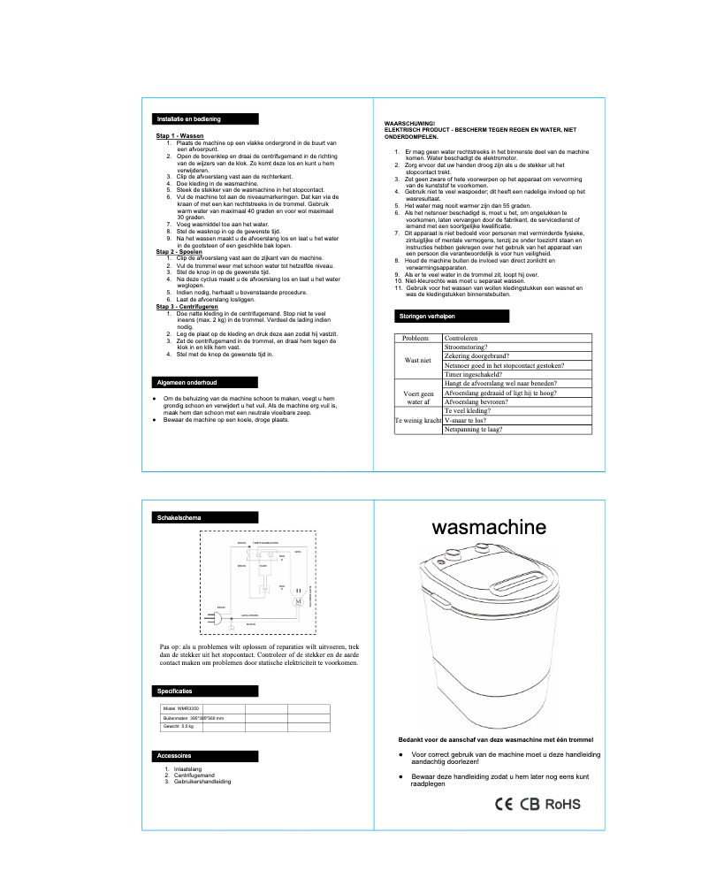 Page n°1 - Manuel utilisateur Salora WMR3350
