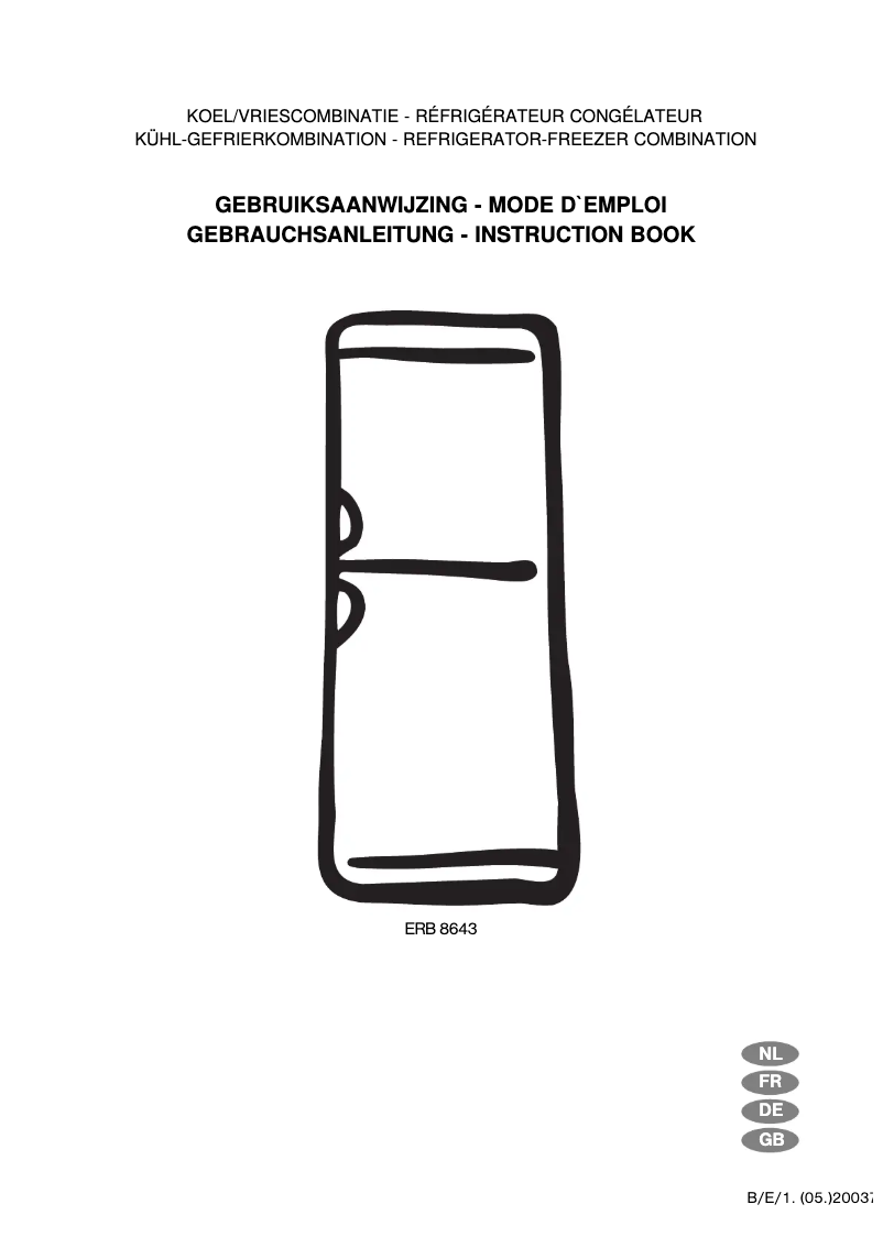 Page 1 de la notice Manuel utilisateur Electrolux ERB 8643