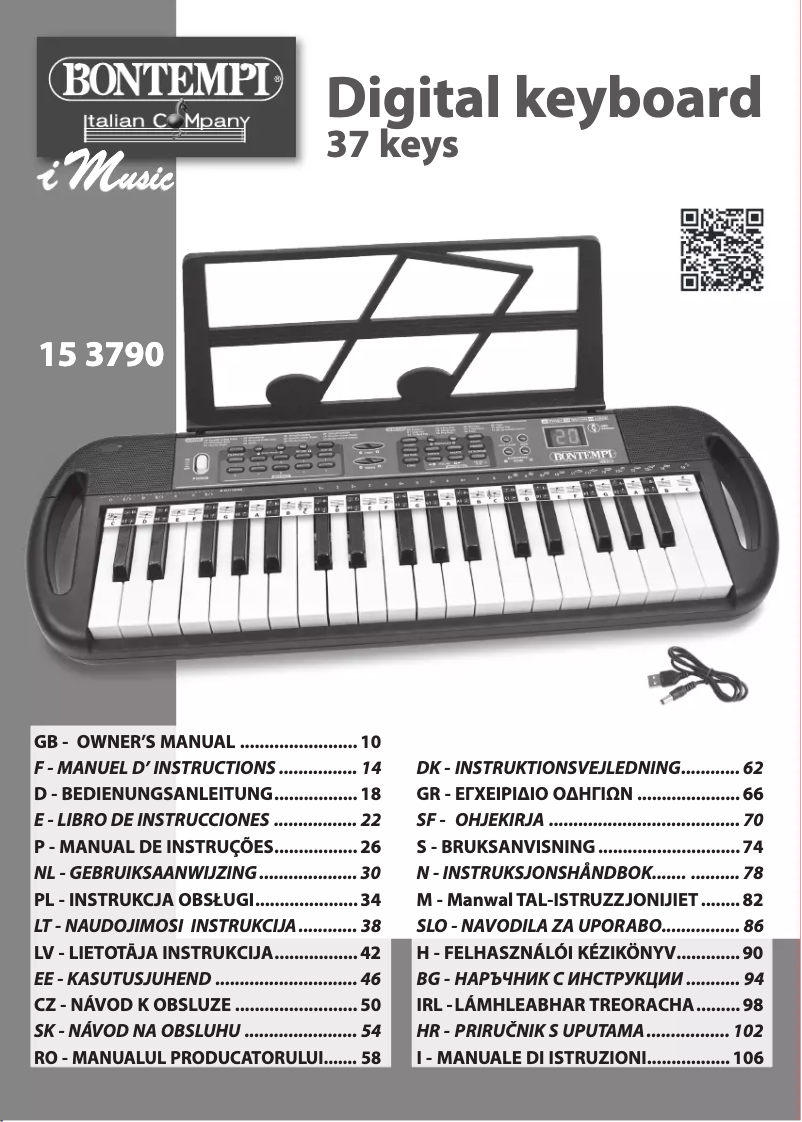 Page 1 of the manual User Manual Bontempi i Music 15 3790