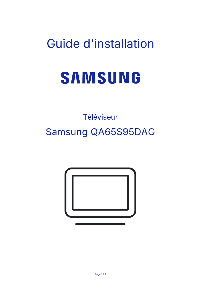Page n°1 - Guide d'installation Samsung QA65S95DAG