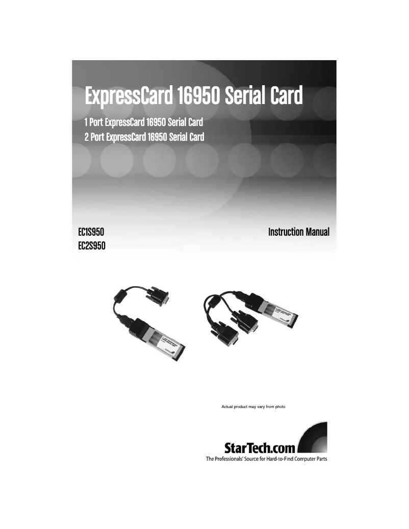 Page 1 de la notice Manuel utilisateur StarTech.com EC1S950