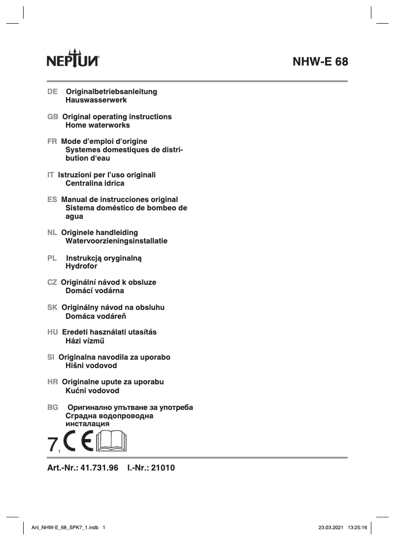 Página 1 del manual Manual de usuario Neptun NHW-E 68