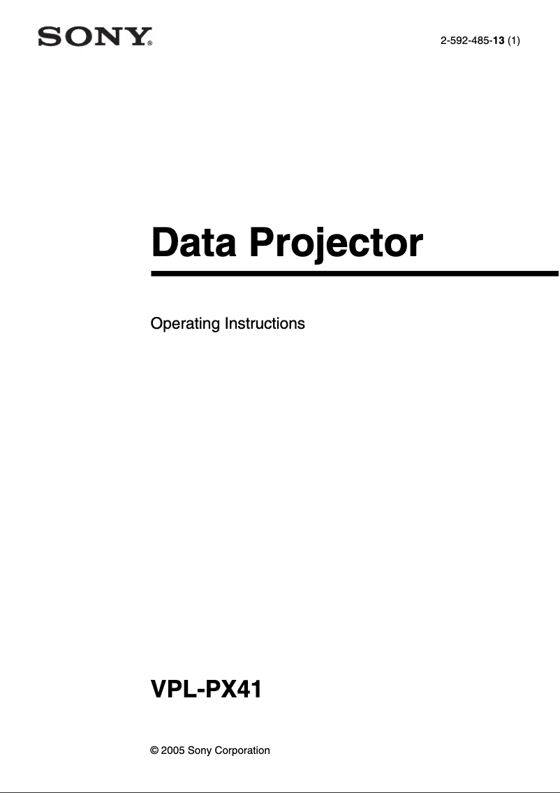 Page n°1 - Mode d'emploi Sony VPL-PX41