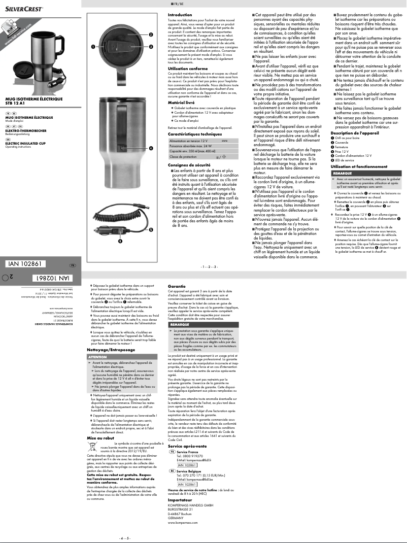Page 1 de la notice Manuel utilisateur SilverCrest STB 12 A1