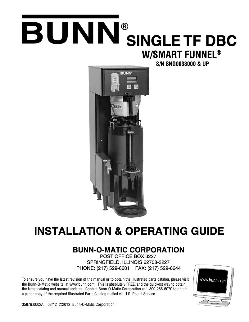 Image de la première page du manuel de l'appareil Single TF ThermoFresh DBC
