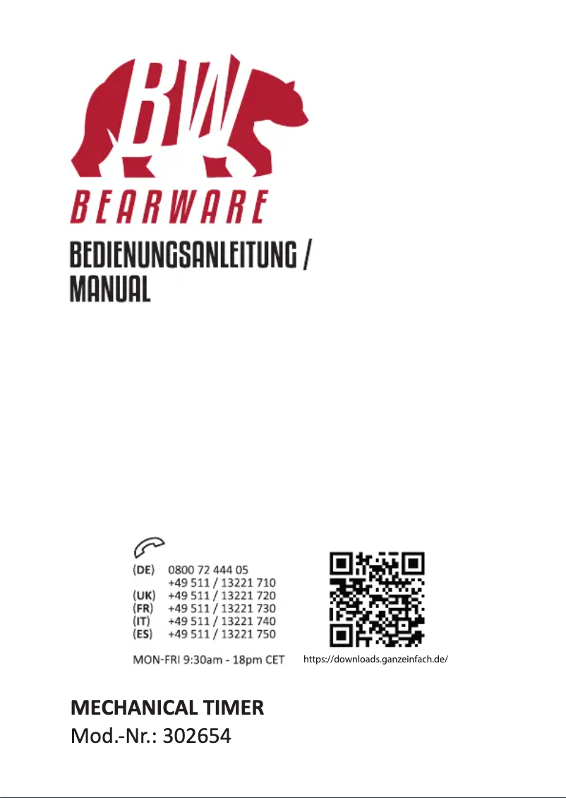 Page 1 of the manual User Manual Bearware 302654