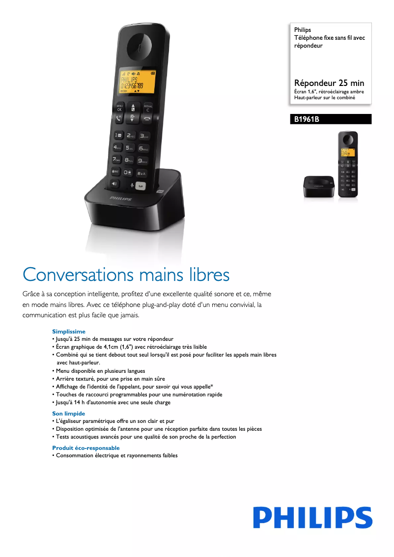 Imagen de la primera página del manual del dispositivo B1961B