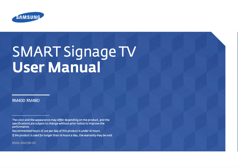 Page n°1 - Manuel utilisateur Samsung RM48D Signage TV LH48RMDPLGU