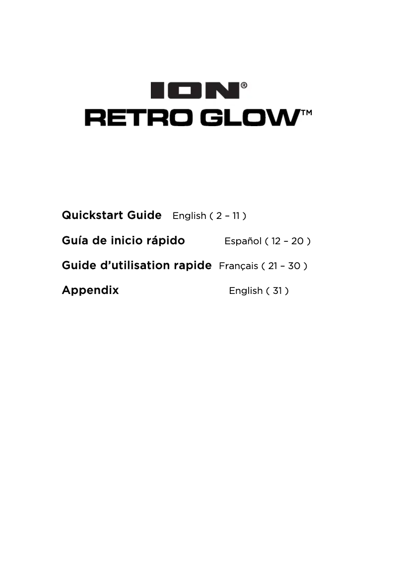 Page n°1 - Manuel utilisateur ION Retro Glow