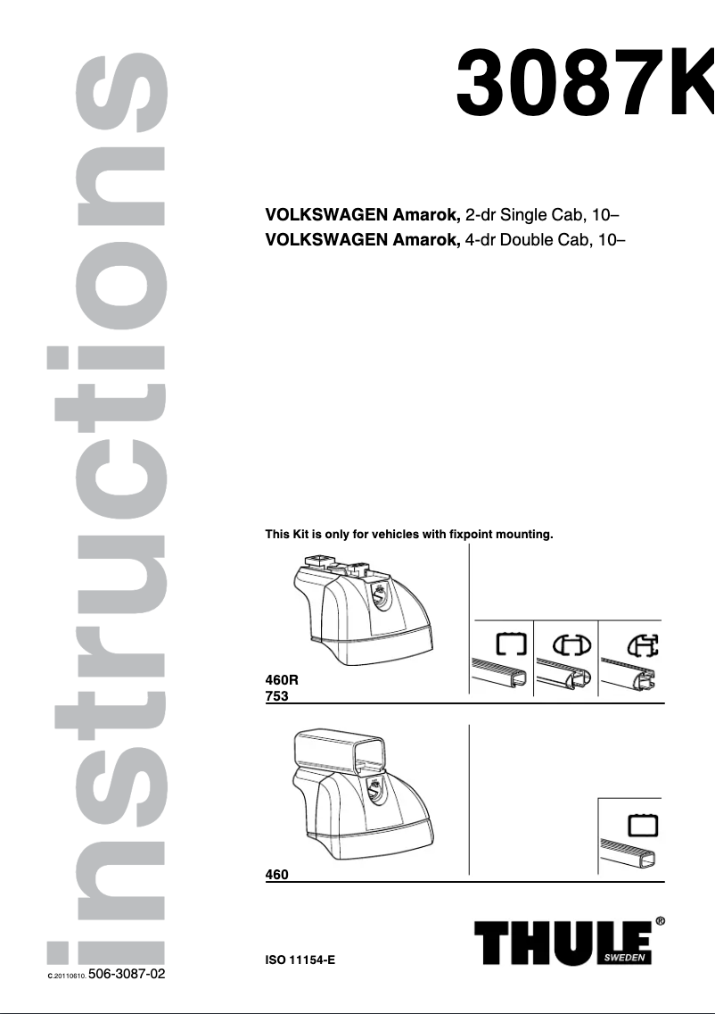 Page 1 de la notice Manuel utilisateur Thule 3087