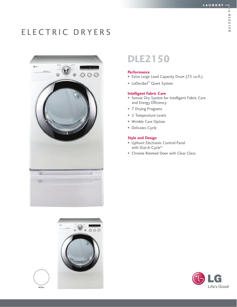 Page n°1 - Fiche technique LG DLE2150W