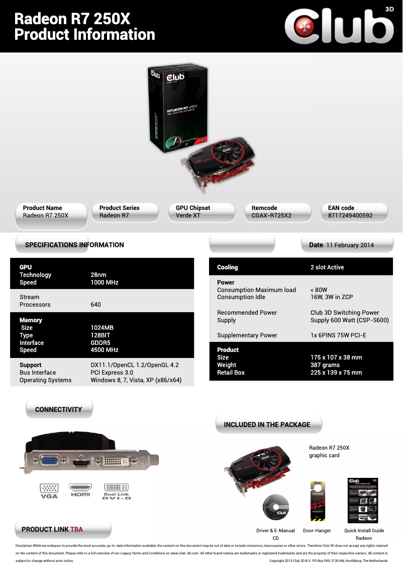 Image de la première page du manuel de l'appareil Radeon R7 250X