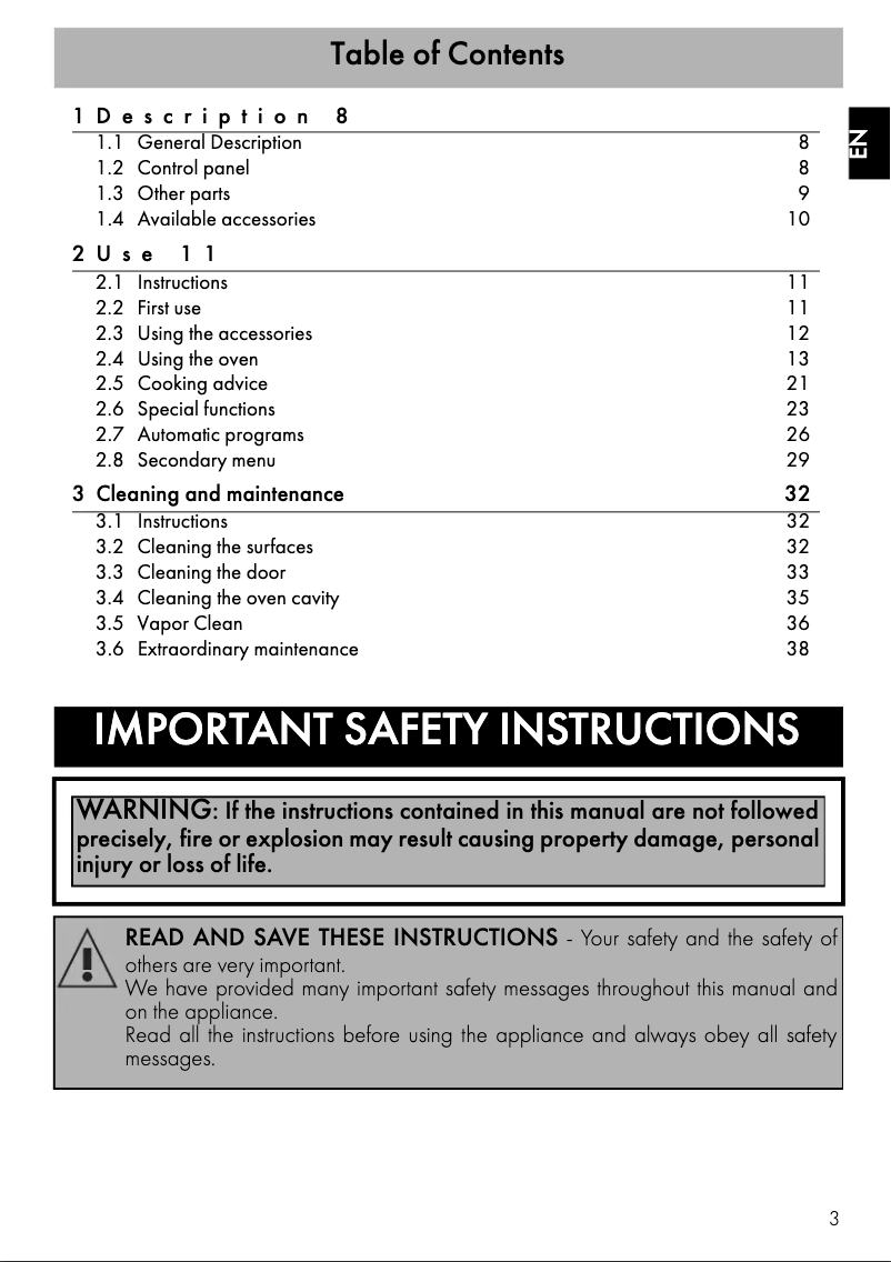 Page 1 de la notice Manuel utilisateur Smeg SFU7302TVX