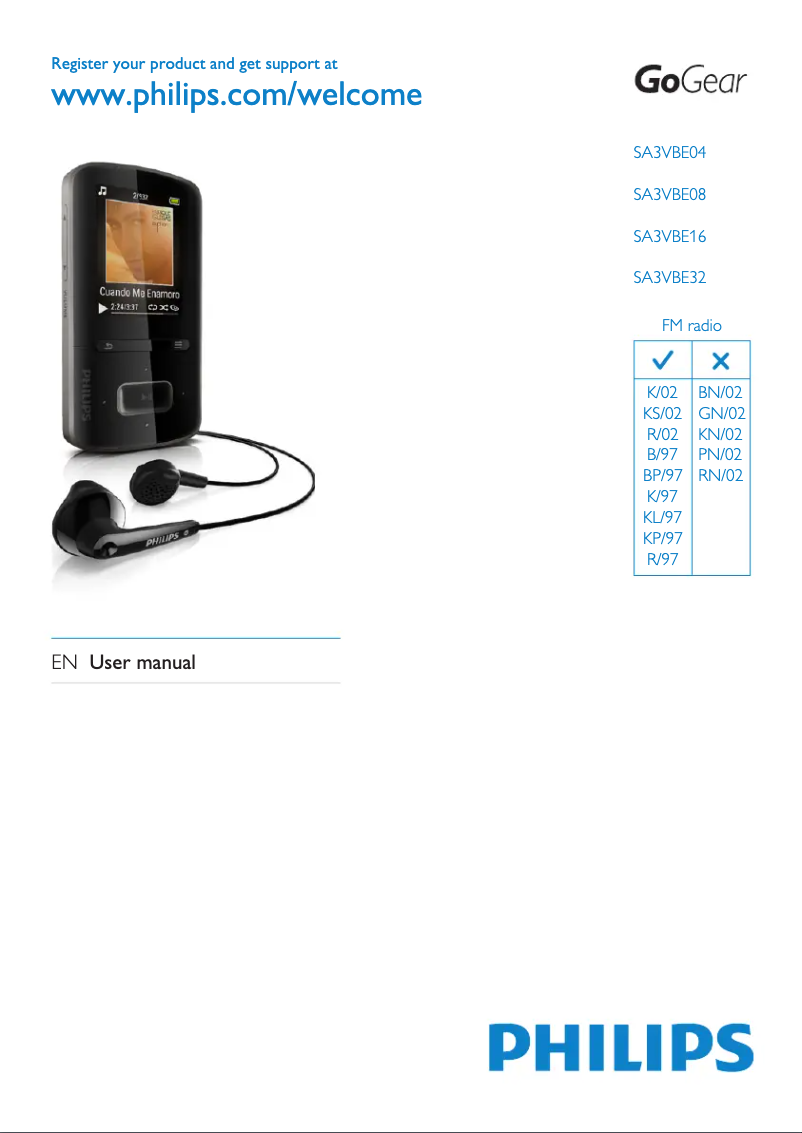 Page n°1 - Manuel utilisateur Philips GoGear ViBE SA3VBE16KP