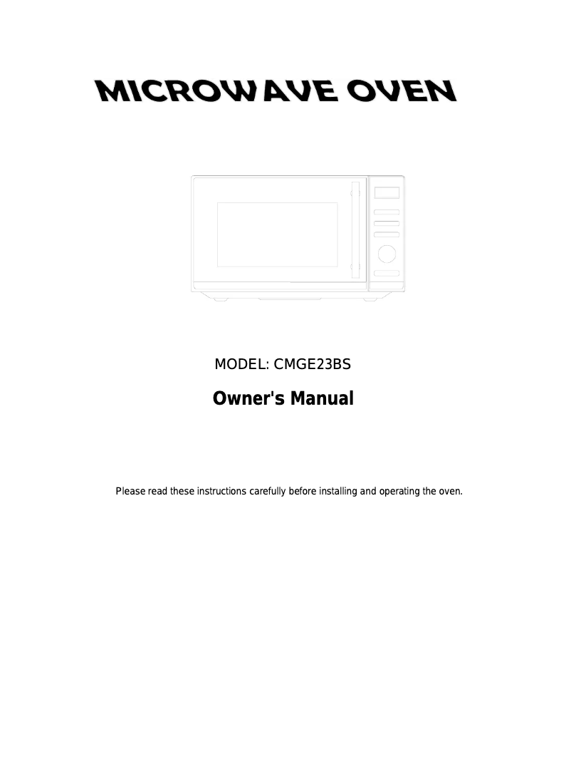 Page 1 de la notice Manuel utilisateur Candy CMGE23BS-UK