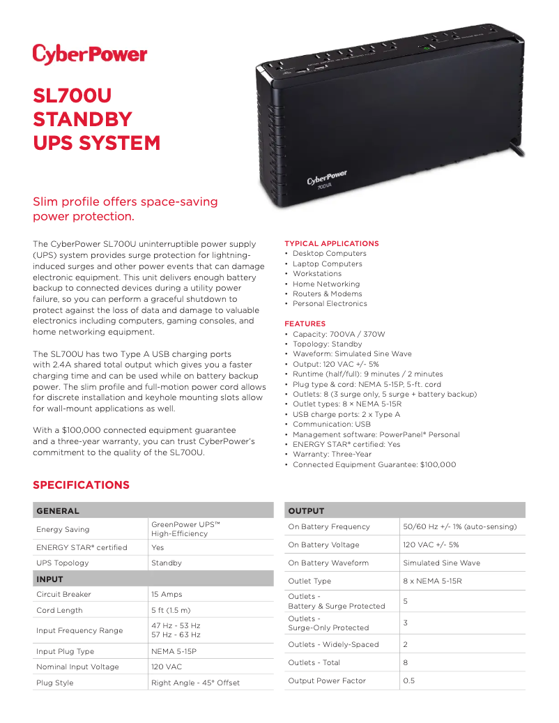 Imagen de la primera página del manual del dispositivo Standby SL700U