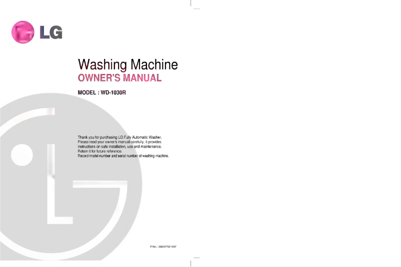 Page 1 de la notice Manuel utilisateur LG WD-1030R