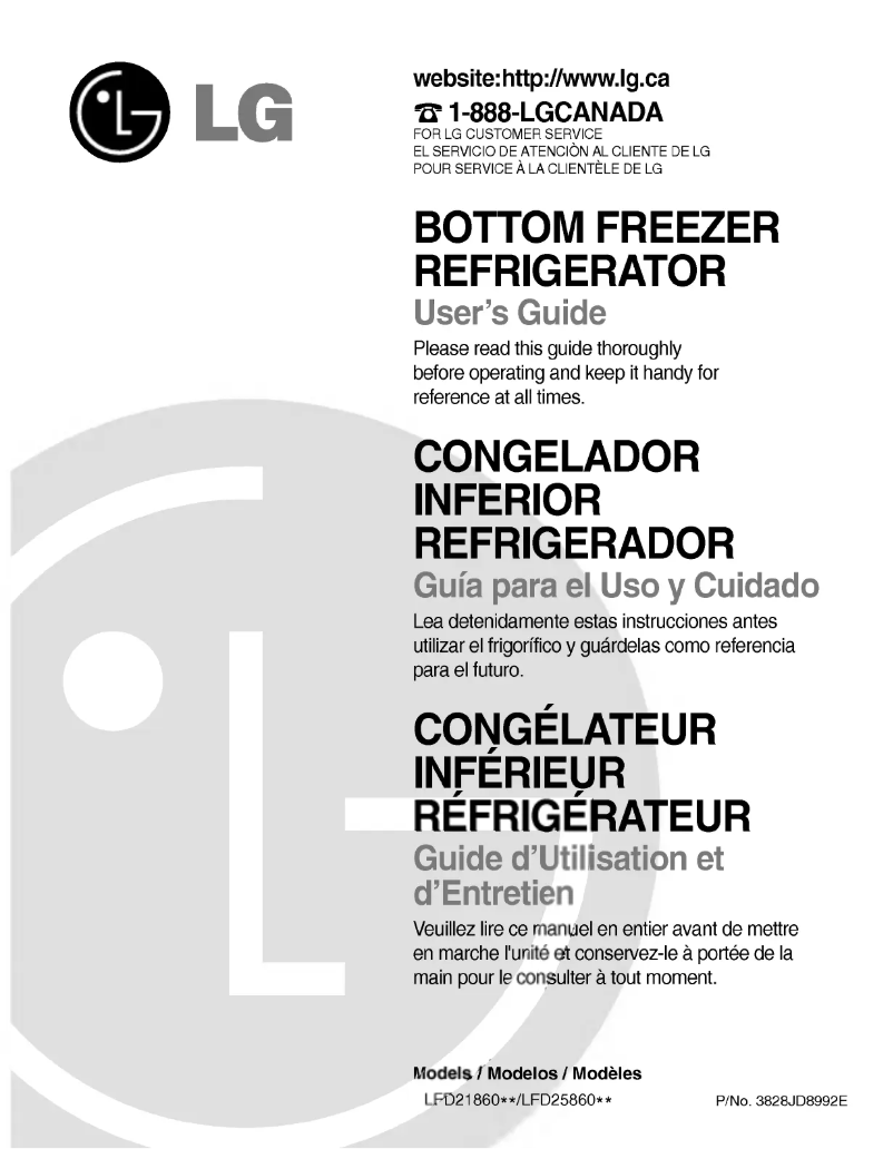 Page 1 de la notice Manuel utilisateur LG GR-F258JSKA