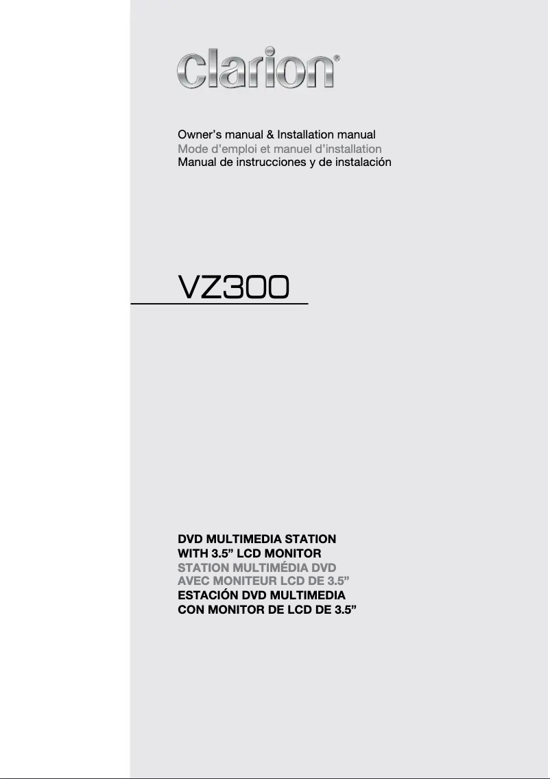 Page n°1 - Manuel utilisateur Clarion VZ300