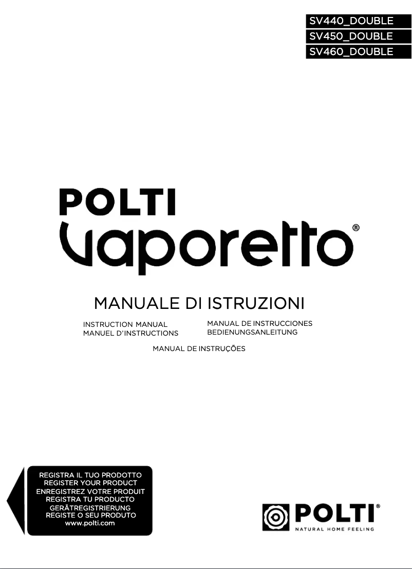 Page 1 de la notice Manuel utilisateur Polti Vaporetto SV460 Double