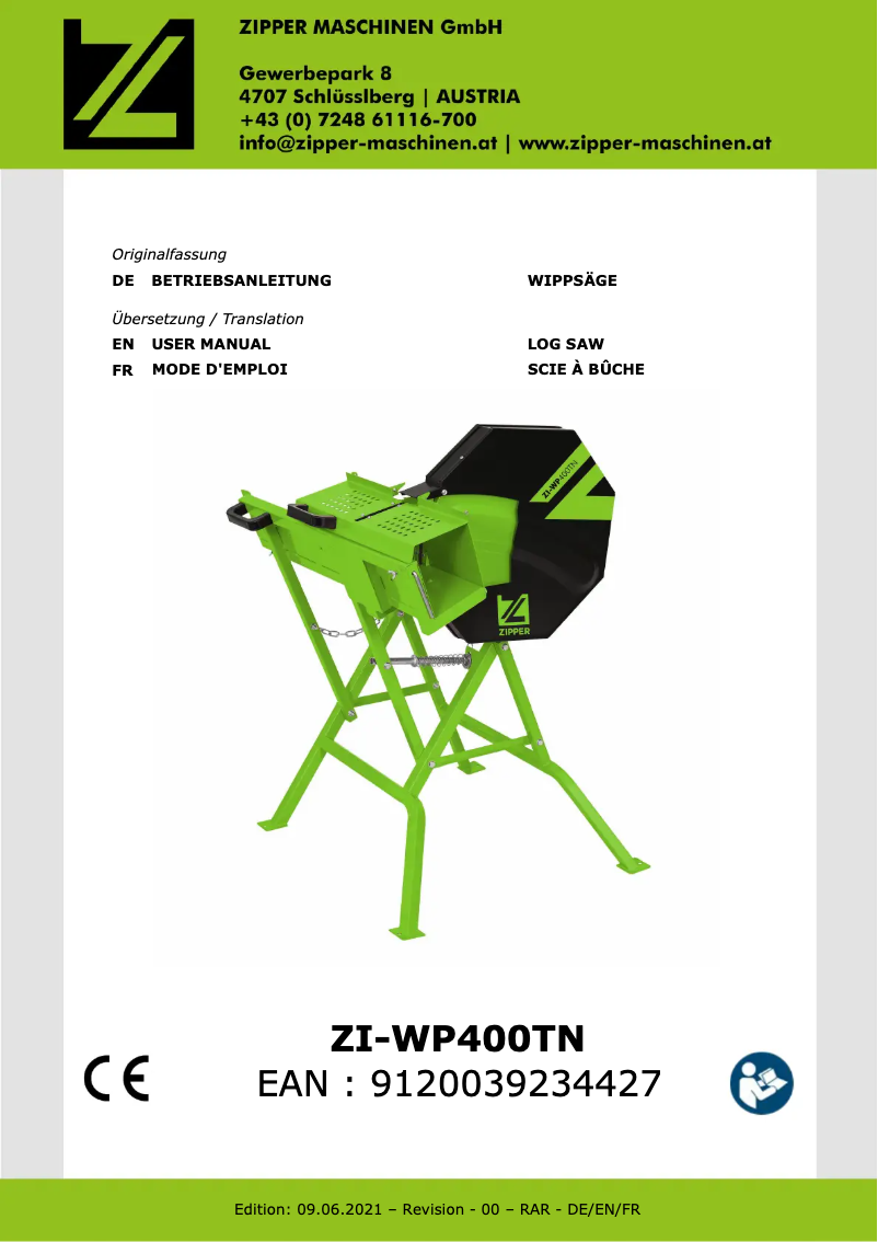 Image de la première page du manuel de l'appareil ZI-WP400TN