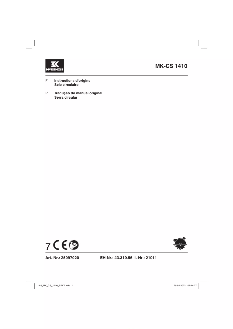 Image de la première page du manuel de l'appareil MK-CS 1410