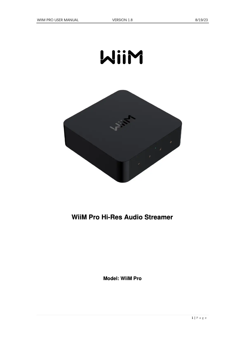 Page n°1 - Manuel utilisateur WiiM Pro