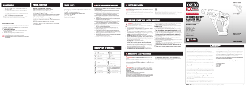 Page n°1 - Manuel utilisateur Ozito PXRHS-300U