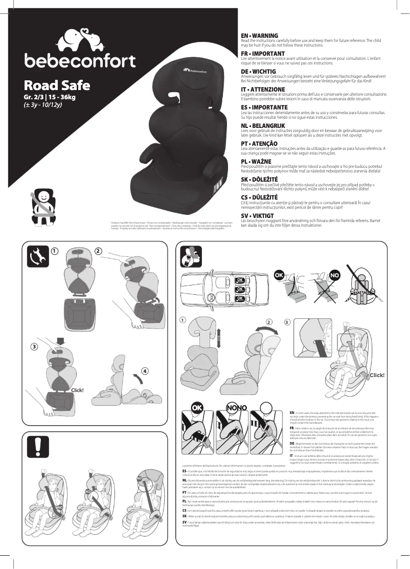 Page 1 de la notice Manuel utilisateur Bebe Confort Road Safe