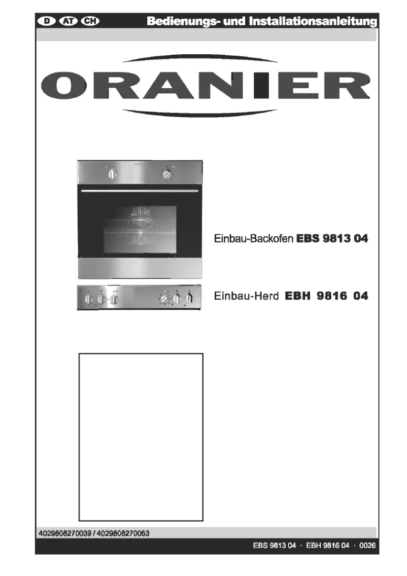 Page n°1 - Manuel utilisateur Oranier EBH 9816 04