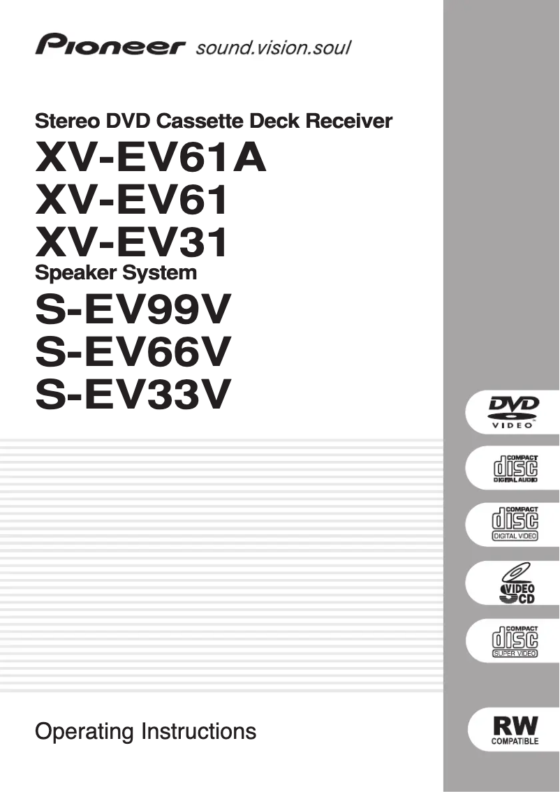 Page n°1 - Manuel utilisateur Pioneer XV-EV61A