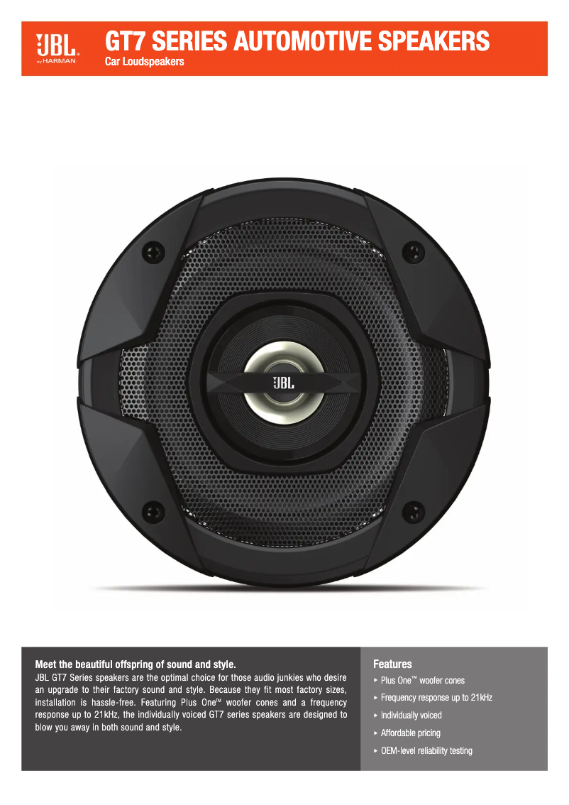 Page n°1 - Fiche technique JBL GT7-4