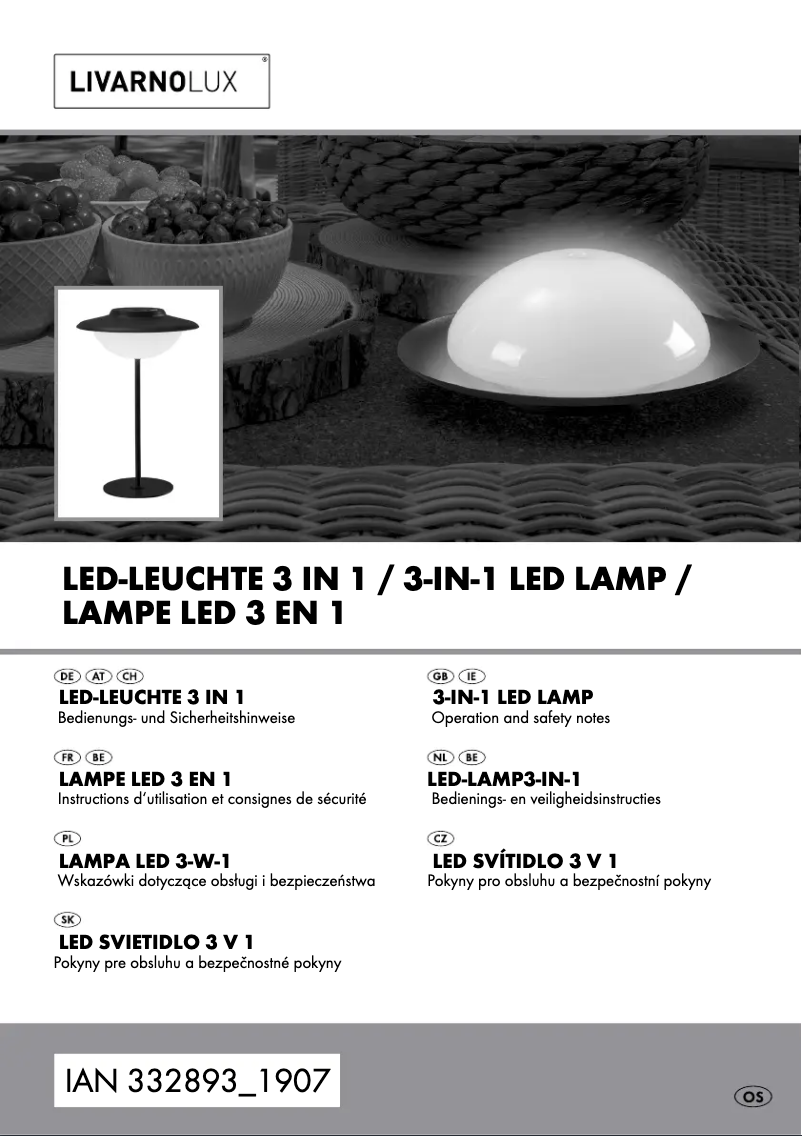 Page 1 de la notice Manuel utilisateur Livarno Lux IAN 332893