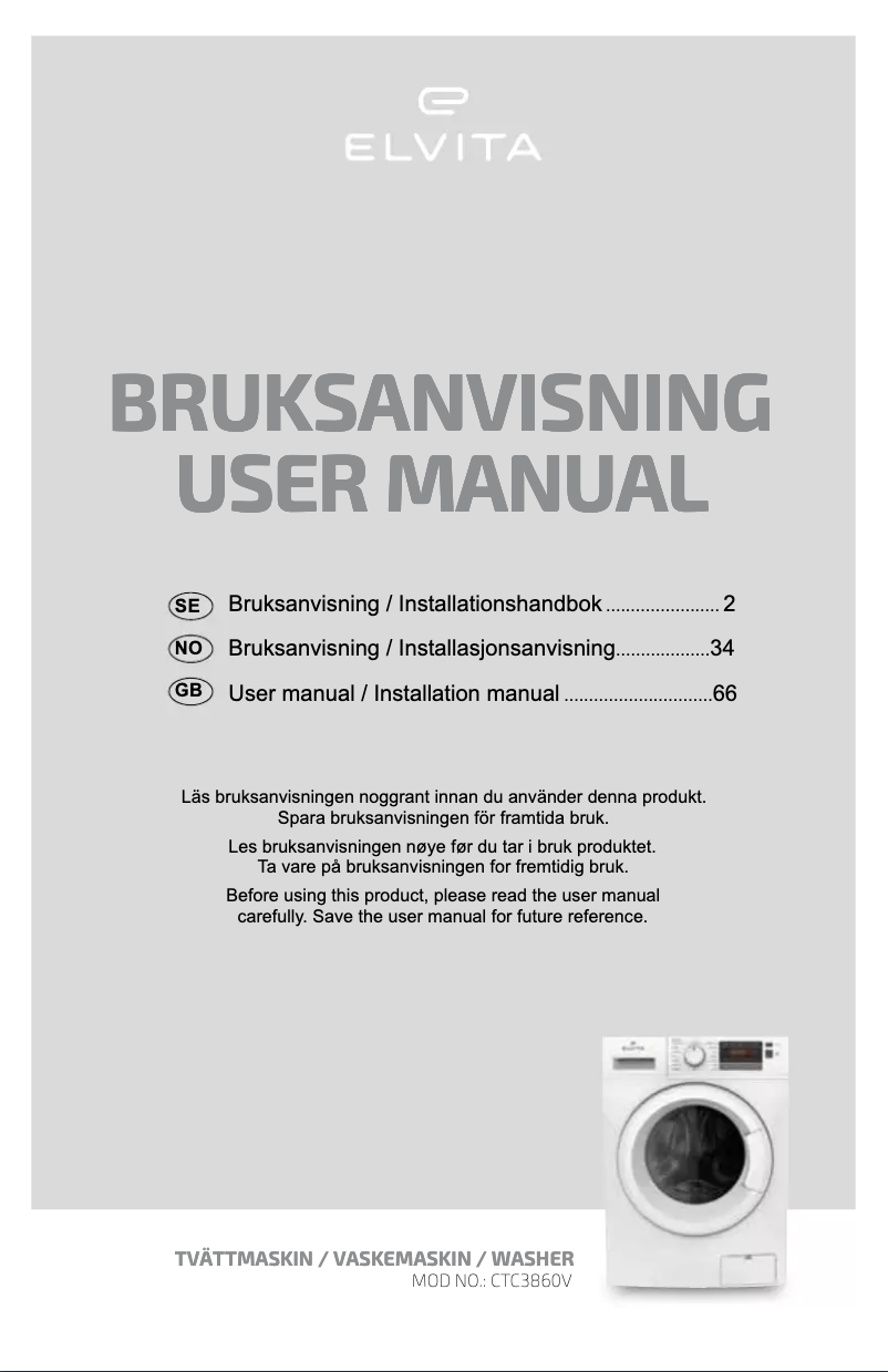 Page 1 de la notice Manuel utilisateur Elvita CTC3860V