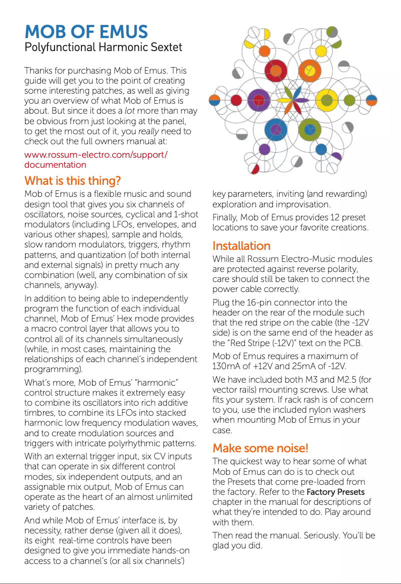 Image de la première page du manuel de l'appareil Mob Of Emus