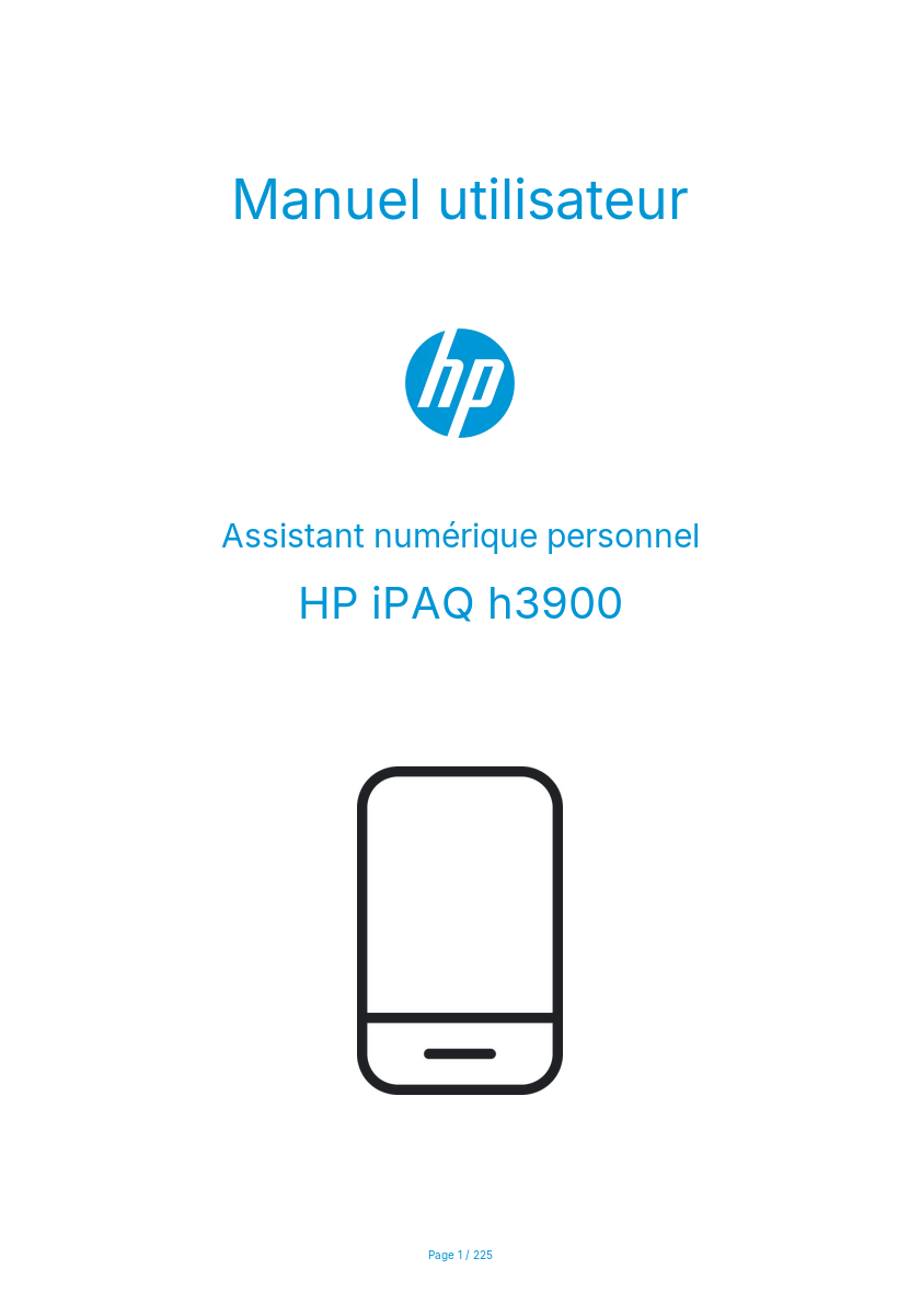 Page n°1 - Manuel utilisateur HP iPAQ h3900