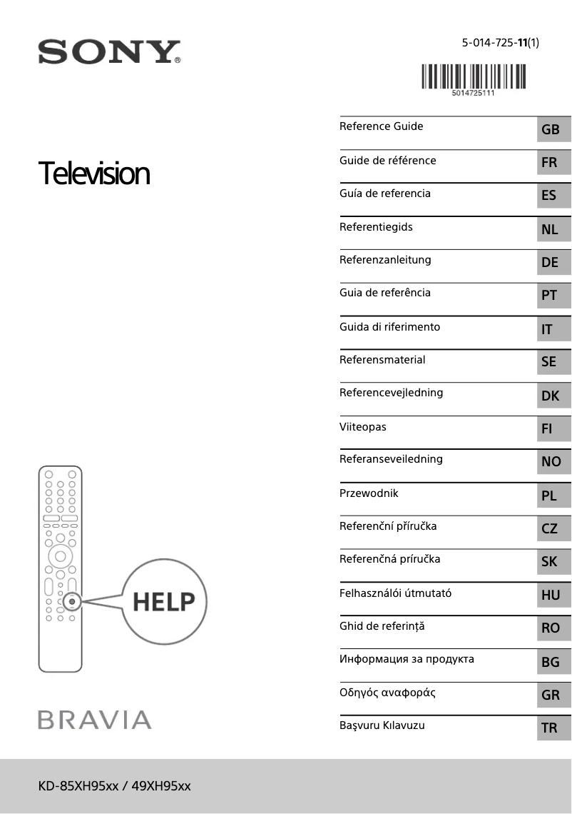 Page n°1 - Manuel utilisateur Sony KD-75XH9505