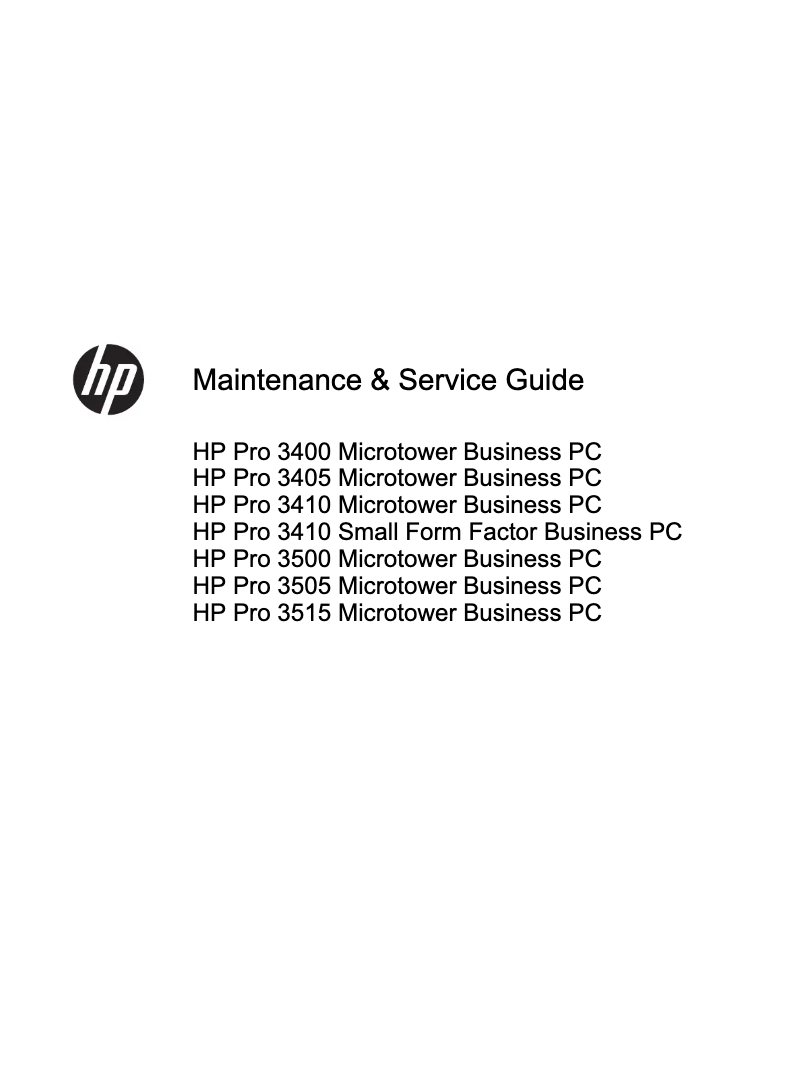 Page 1 de la notice Manuel utilisateur HP Pro 3400