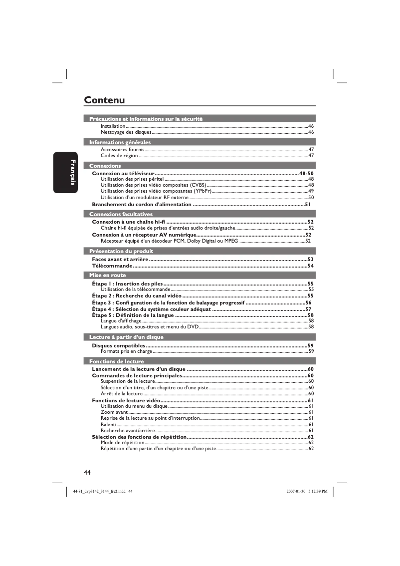 Page n°1 - Manuel utilisateur Philips DVP3142