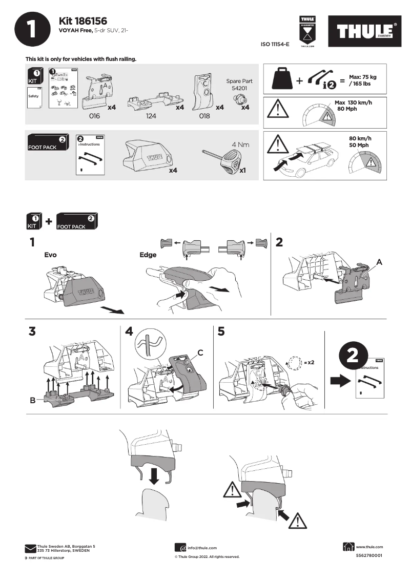 Page 1 de la notice Manuel utilisateur Thule Kit 186156