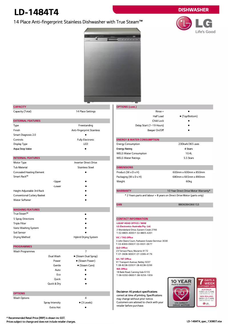 Image de la première page du manuel de l'appareil LD-1484T4