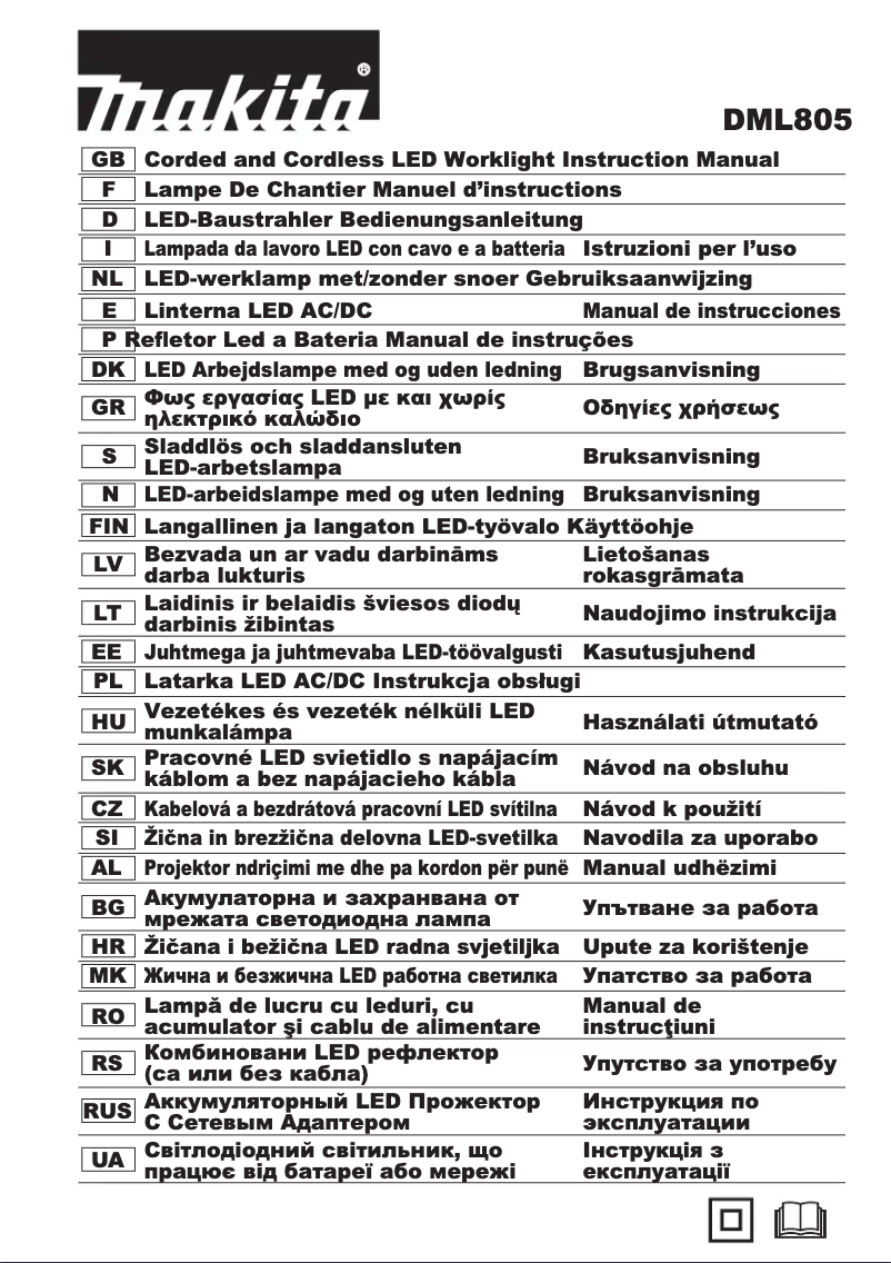 Page 1 de la notice Manuel utilisateur Makita DML805