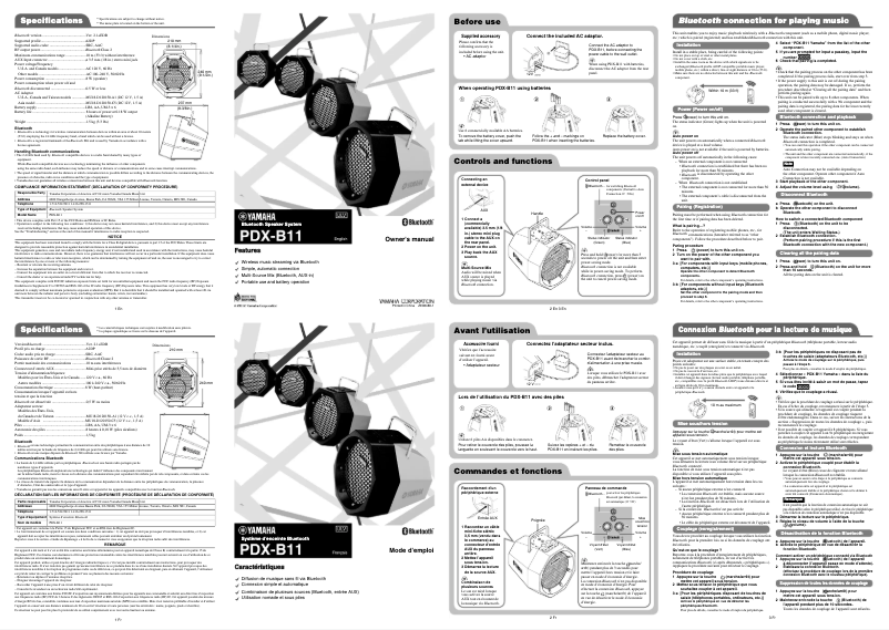 Image de la première page du manuel de l'appareil PDX-B11