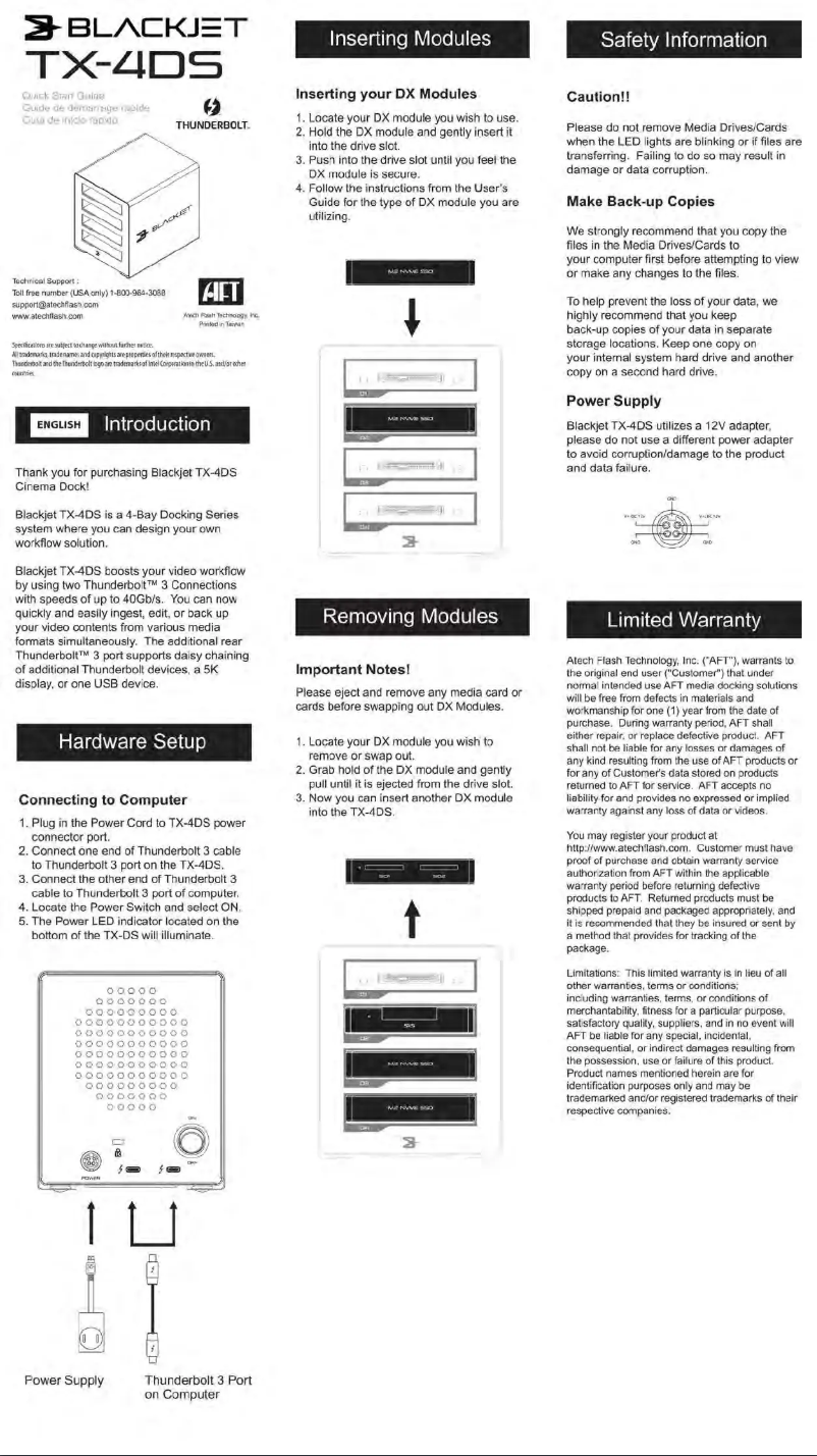Page n°1 - Manuel utilisateur BLACKJET TX-4DS