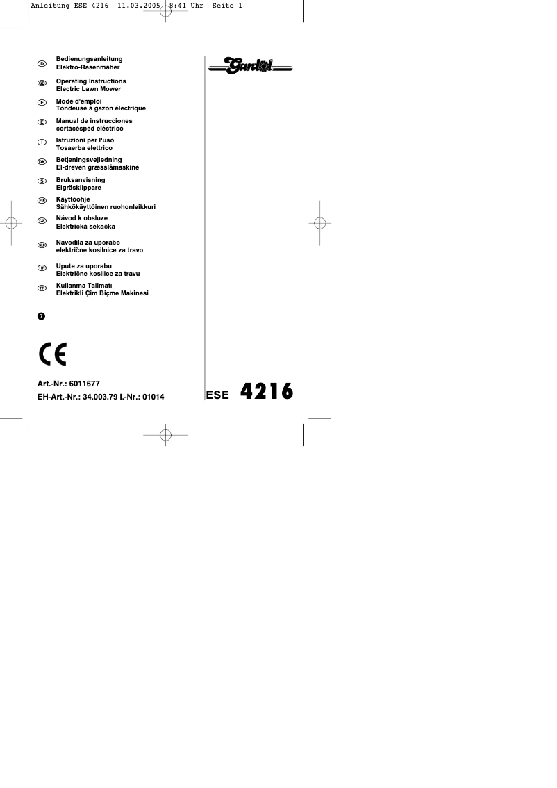Image de la première page du manuel de l'appareil ESE 4216