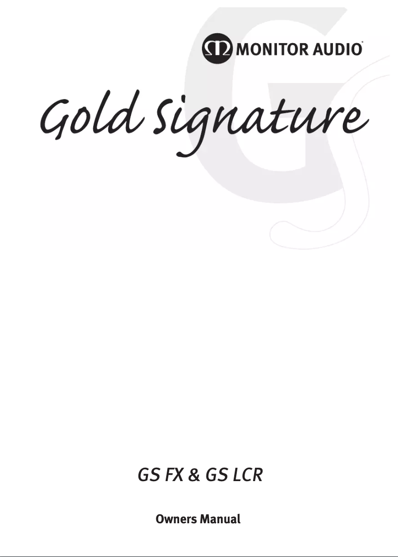 Page 1 de la notice Manuel utilisateur Monitor Audio GSLCR