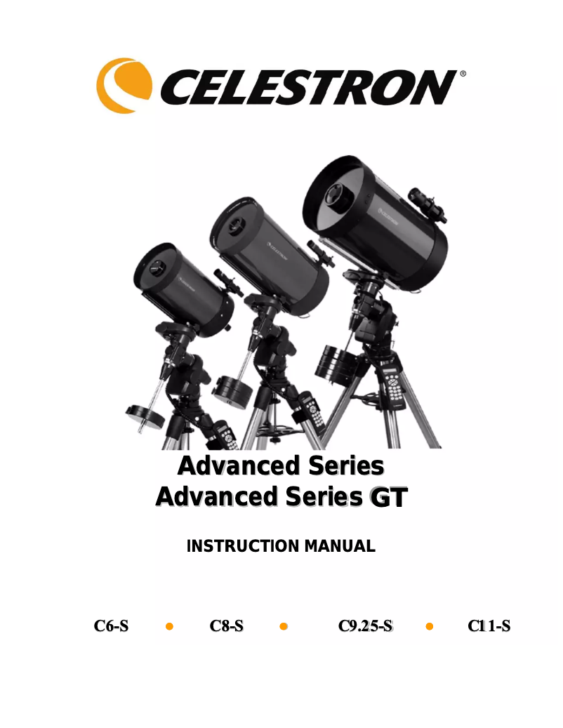 Page n°1 - Manuel utilisateur Celestron C6-SGT Computerized